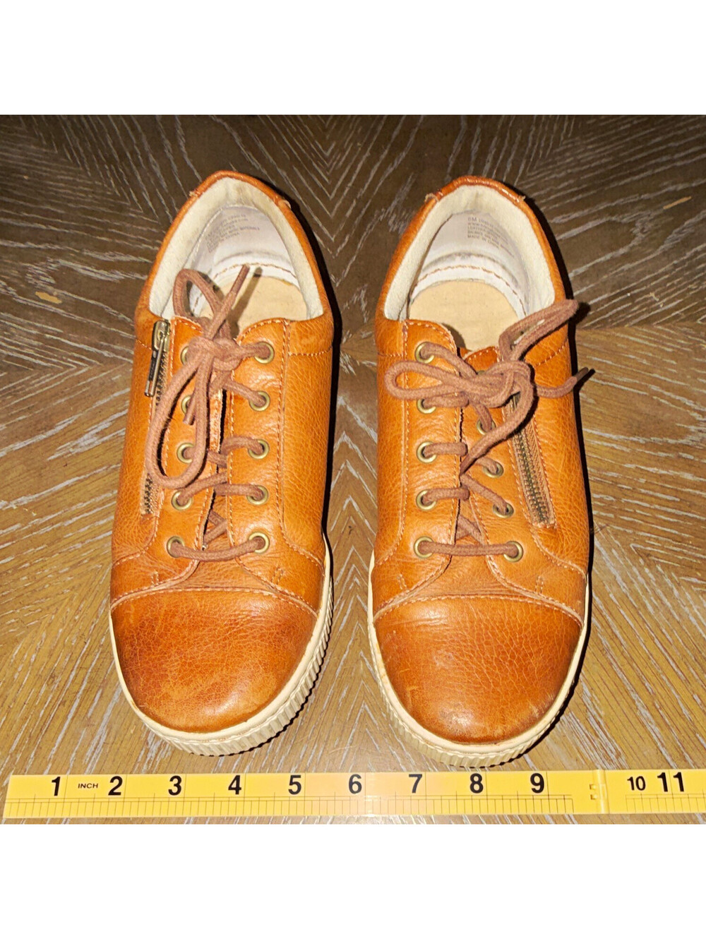 Born Brown Leather Lace-Up Sneakers Side Zipper Women’s US 8 M MPN DB8016